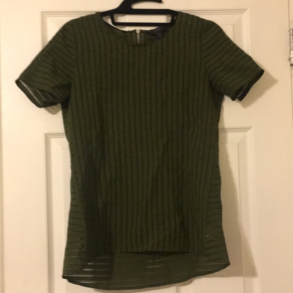 J. Crew Olive Green Short-Sleeve Ribbed Top